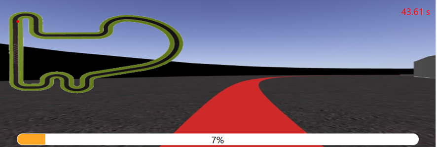 Image captured by the car's camera in a curve